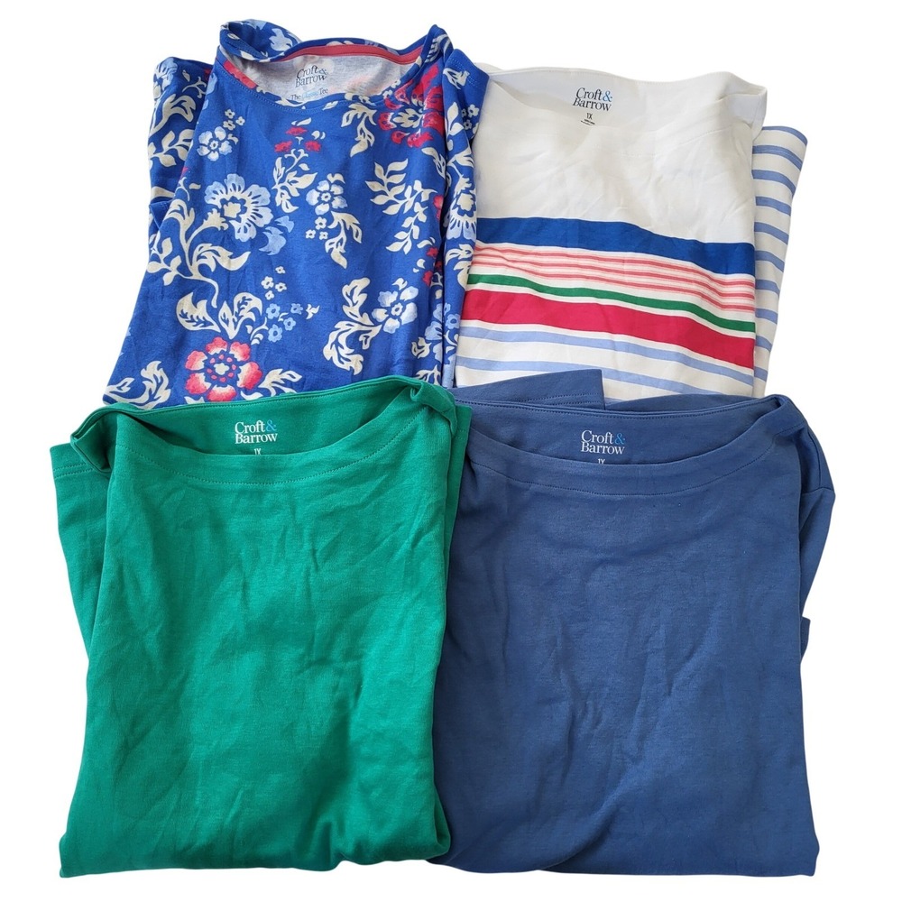 Lot of 4 Croft & Barrow Women's 1X Short & 3/4 Sleeve Bundle NWOT Cotton‎